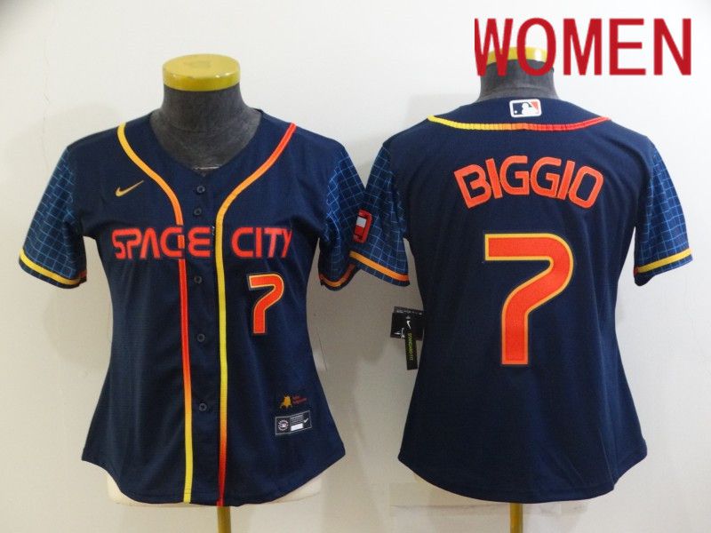 Women Houston Astros #7 Biggio Blue City Edition Game Nike 2022 MLB Jerseys->women mlb jersey->Women Jersey